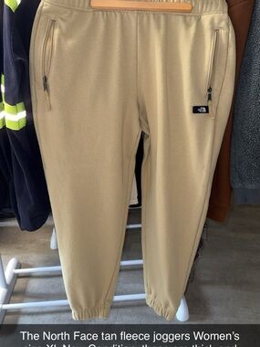 The North Face Tan Fleece Joggers with Zipper Pockets